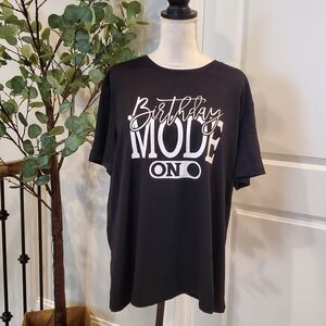Black 'Birthday Mode On' T-Shirt  2X